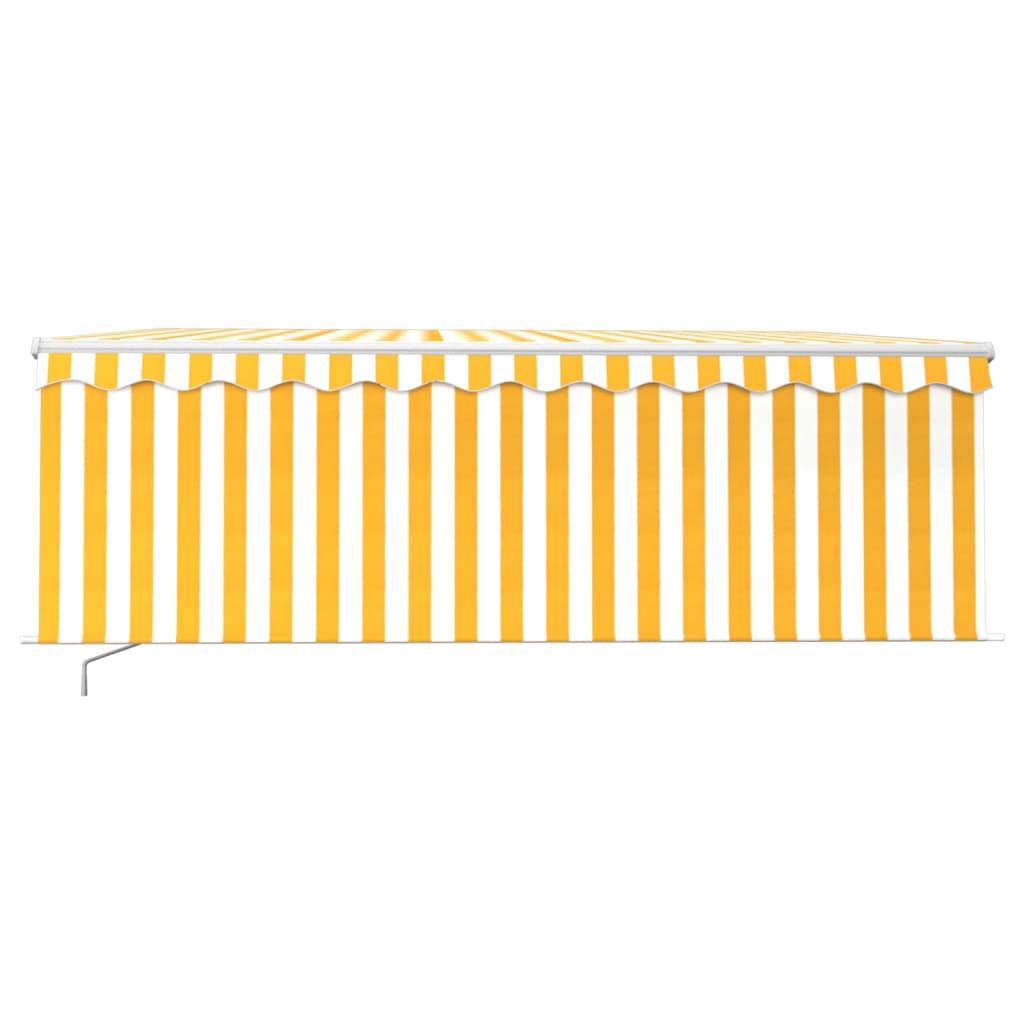 Tenda da Sole Retrattile Parasole e LED 4,5x3m Gialla e Bianca