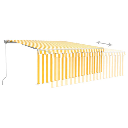 Tenda da Sole Retrattile Parasole e LED 4,5x3m Gialla e Bianca