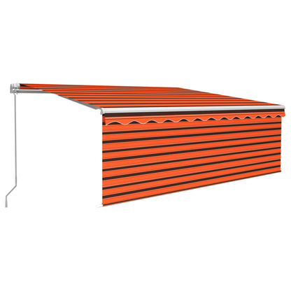 Tenda Sole Retrattile Manuale con LED 4,5x3m Arancione Marrone