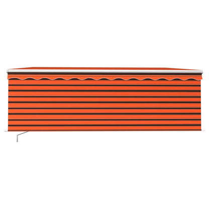 Tenda Sole Retrattile Manuale con LED 4,5x3m Arancione Marrone