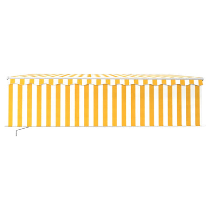 Tenda Sole Retrattile Manuale Parasole LED 5x3m Gialla Bianca