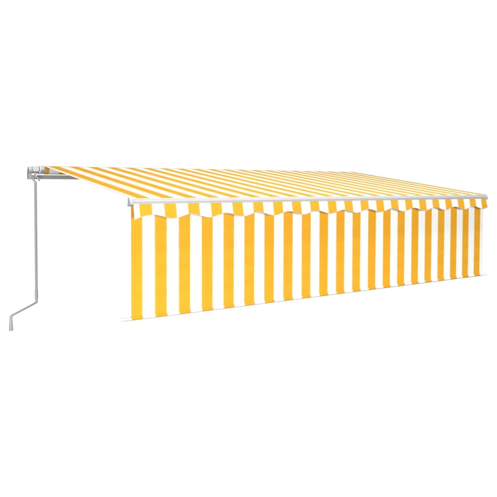 Tenda Sole Retrattile Manuale con Parasole 6x3m Gialla Bianca