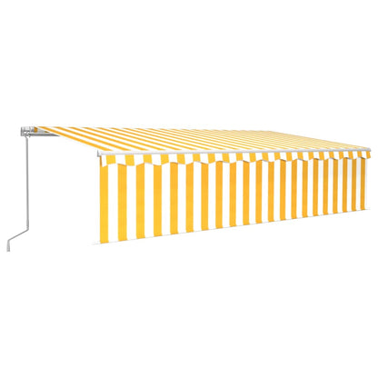 Tenda Sole Retrattile Manuale con Parasole 6x3m Gialla Bianca