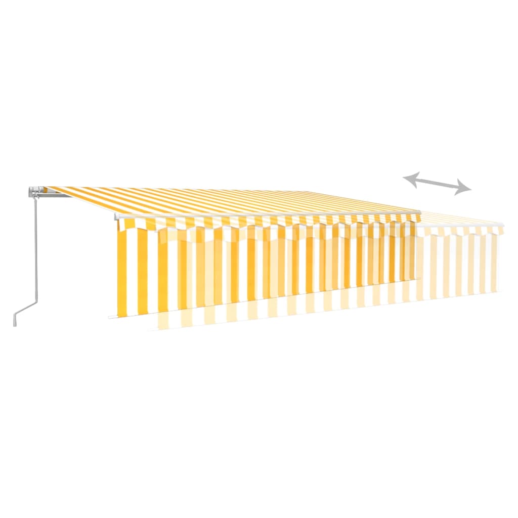Tenda Sole Retrattile Manuale con Parasole 6x3m Gialla Bianca