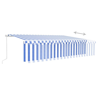 Tenda Sole Retrattile Manuale con LED 4x3m Blu e Bianc6