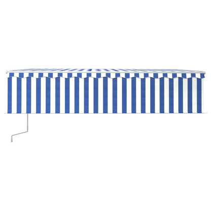 Tenda Sole Retrattile Automatica con Parasole 6x3m Blu Bianco