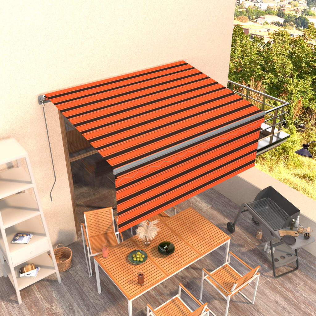 Tenda Retrattile Manuale con Parasole 3x2,5m Arancione Marrone