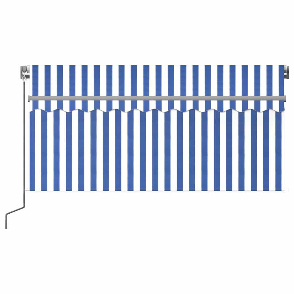 Tenda Sole Retrattile Manuale con LED 3x2,5m Blu e Bianco