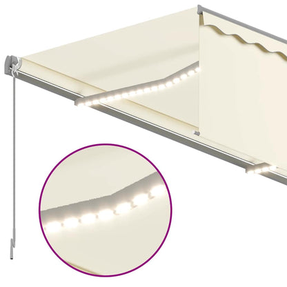 Tenda da Sole Retrattile Manuale con LED 3x2,5 m Crema