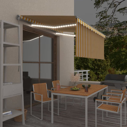 Tenda Sole Retrattile Manuale Parasole LED 3x2,5m Gialla Bianca