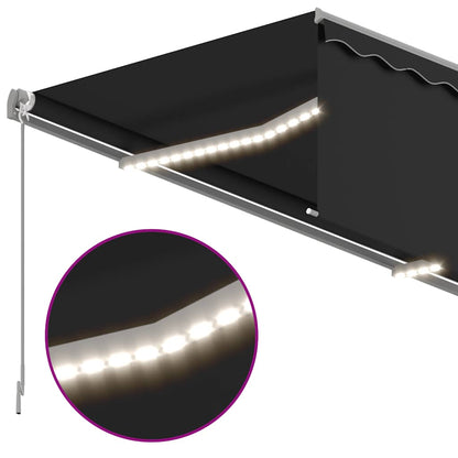 Tenda da Sole Retrattile Manuale con LED 3x2,5 m Antracite
