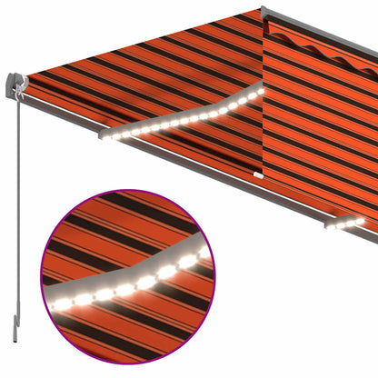 Tenda Sole Retrattile Manuale con LED 3x2,5m Arancione Marrone