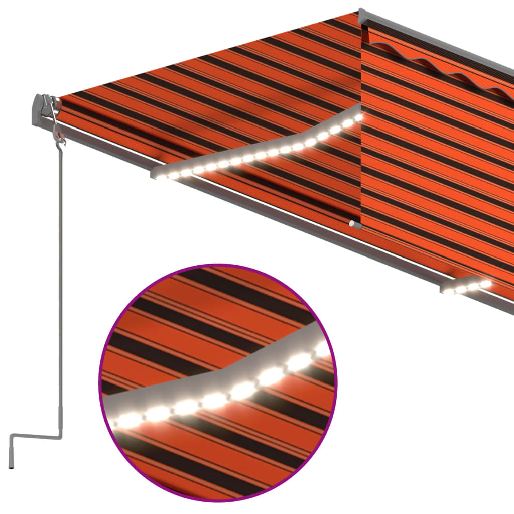 Tenda Automatica LED Sensore Vento 3x2,5m Arancione Marrone