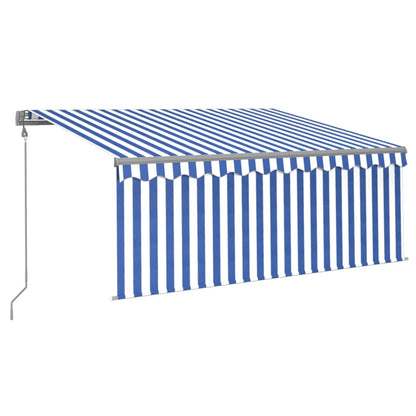 Tenda Sole Retrattile Automatica Parasole 3,5x2,5m Blu Bianco