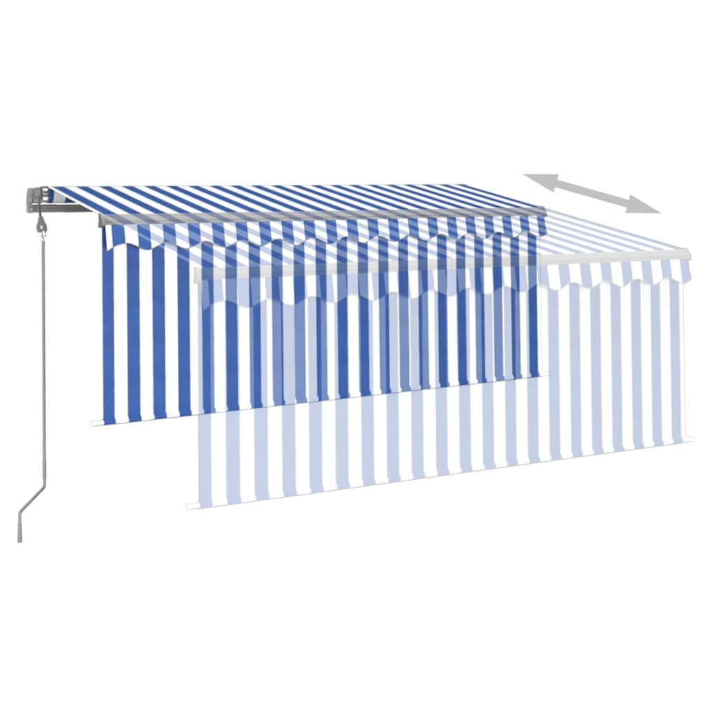 Tenda Sole Retrattile Automatica Parasole 3,5x2,5m Blu Bianco