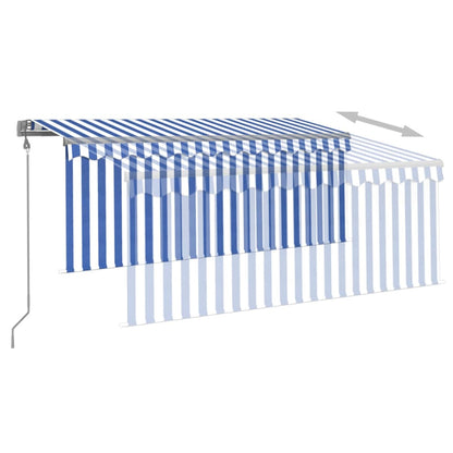 Tenda Sole Retrattile Automatica Parasole 3,5x2,5m Blu Bianco