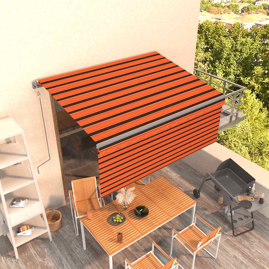 Tenda Retrattile Automatica Parasole 3,5x2,5m Arancio e Marrone