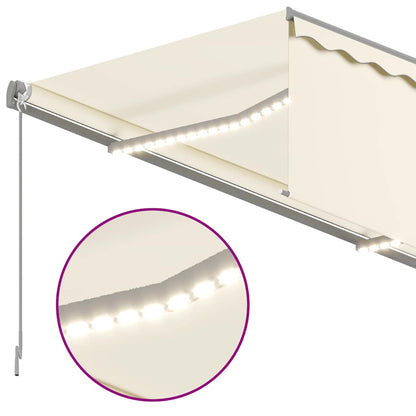 Tenda Automatica con Parasole LED e Sensore Vento 4x3 m Crema