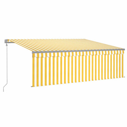 Tenda Automatica con Sensore Vento LED 4x3 m Gialla/Bianca