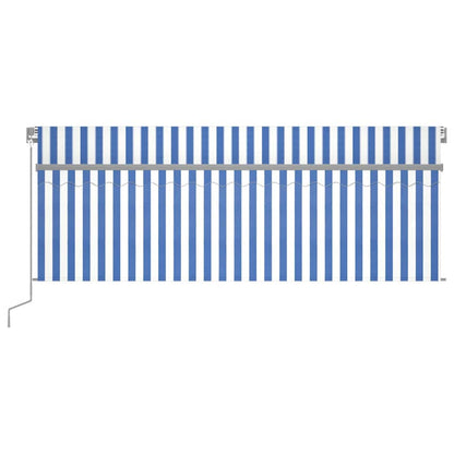 Tenda Sole Retrattile Manuale con Parasole 4,5x3m Blu e Bianco