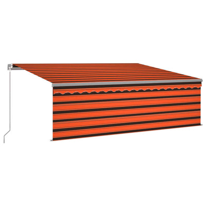 Tenda Sole Retrattile Manuale con LED 4,5x3m Arancione Marrone