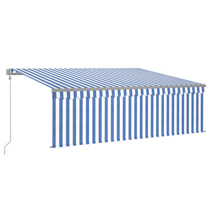 Tenda Sole Retrattile Automatica con Parasole 4,5x3m Blu Bianco