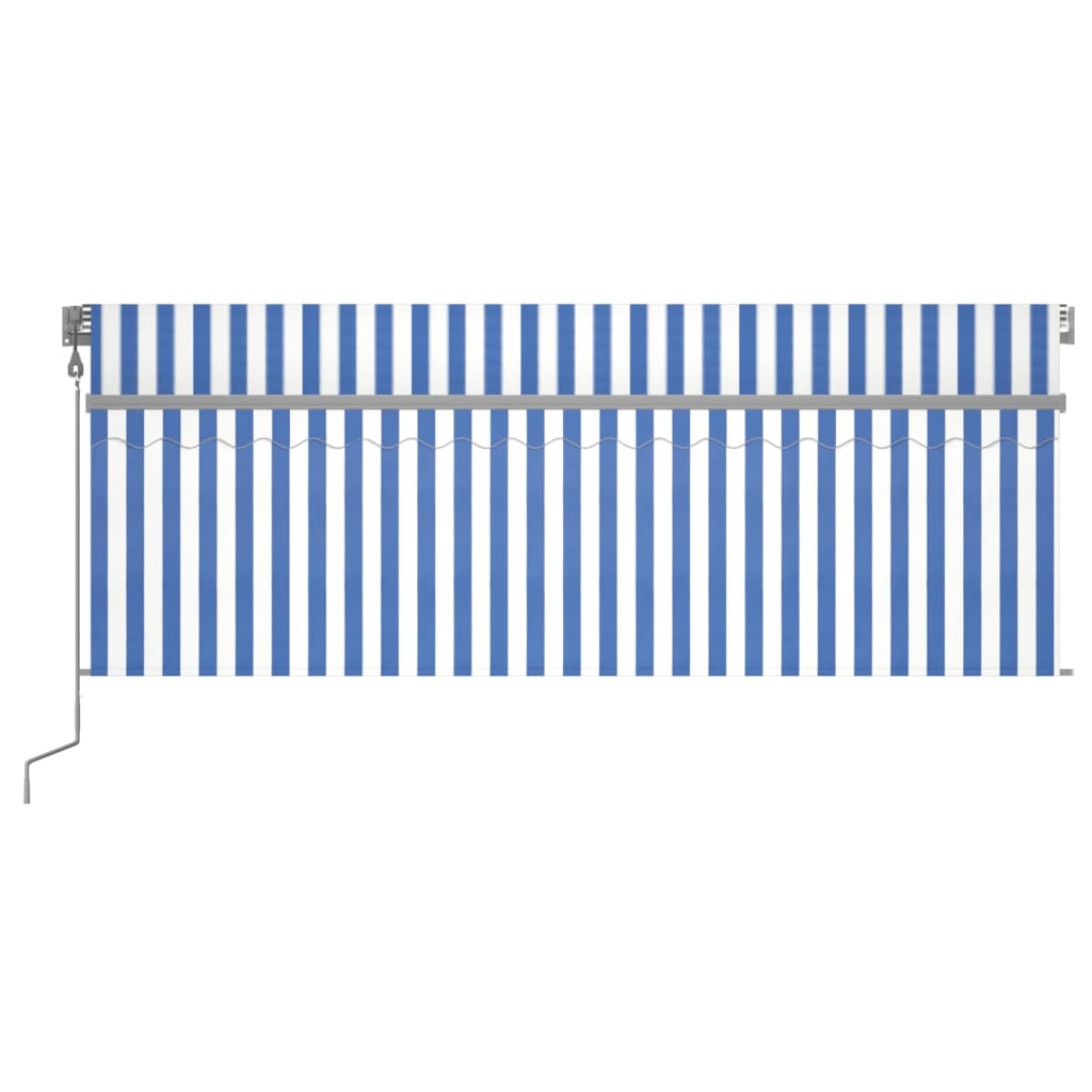 Tenda Sole Retrattile Automatica con Parasole 4,5x3m Blu Bianco