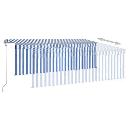 Tenda Sole Retrattile Automatica con Parasole 4,5x3m Blu Bianco