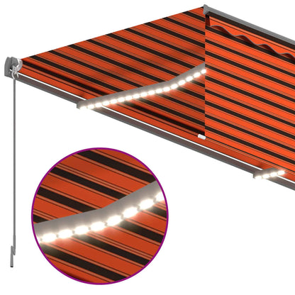 Tenda Automatica LED Sensore Vento 4,5x3 m Arancione e Marrone