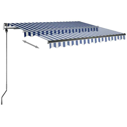 Tenda da Sole Retrattile Manuale con LED 350x250cm Blu e Bianco