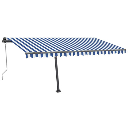 Tenda Automatica con Sensore Vento e LED 400x300 cm Blu Bianca