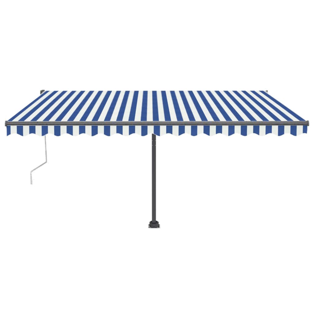 Tenda Automatica con Sensore Vento e LED 400x300 cm Blu Bianca