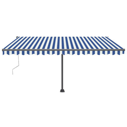 Tenda Automatica con Sensore Vento e LED 400x300 cm Blu Bianca