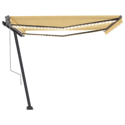 Tenda Automatica Sensore Vento e LED 450x300 cm Gialla Bianca
