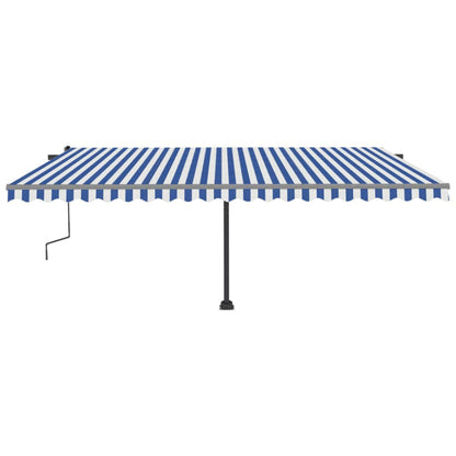 Tenda da Sole Manuale Autoportante 500x300 cm Blu/Bianca