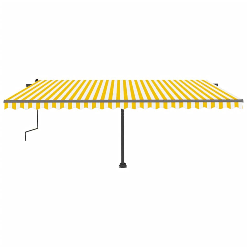 Tenda da Sole Retrattile Manuale LED 500x300 cm Gialla Bianca