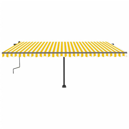 Tenda da Sole Retrattile Manuale LED 500x300 cm Gialla Bianca