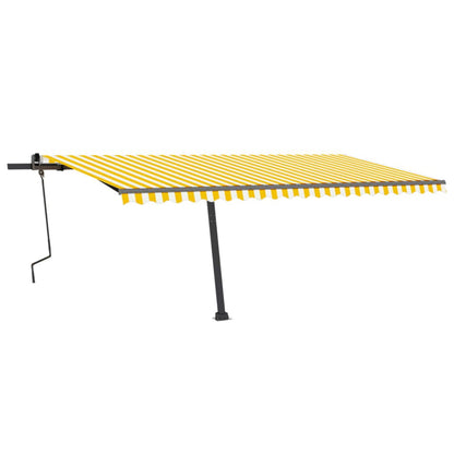 Tenda da Sole Retrattile Manuale LED 500x300 cm Gialla Bianca