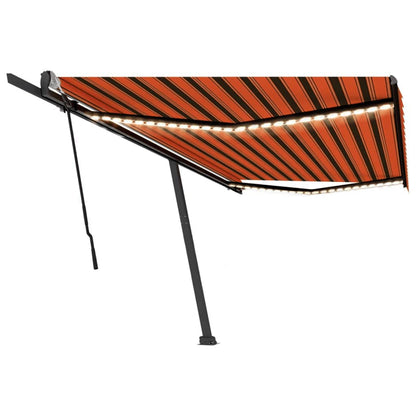 Tenda da Sole Retrattile Manuale LED 500x300 cm Arancio Marrone