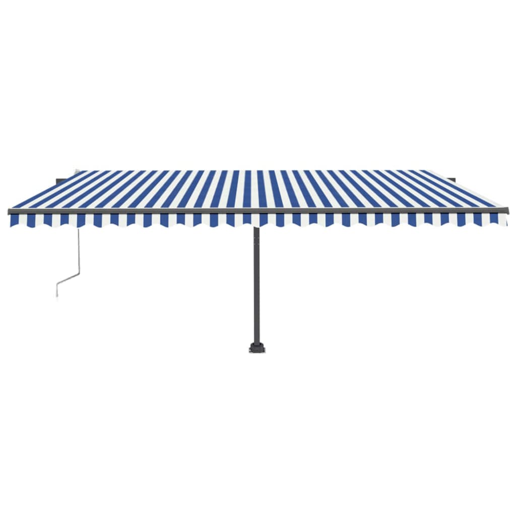 Tenda Automatica con Sensore Vento e LED 500x300 cm Blu Bianca