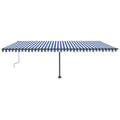 Tenda da Sole Autoportante Manuale 600x300 cm Blu Bianca