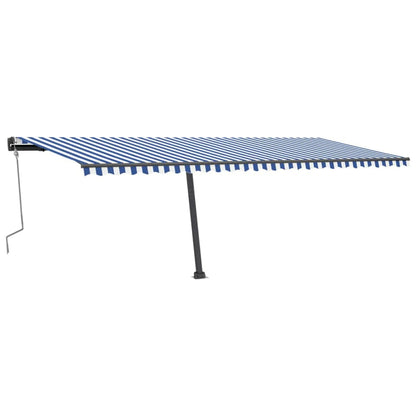 Tenda da Sole Retrattile Manuale con LED 600x300cm Blu e Bianco