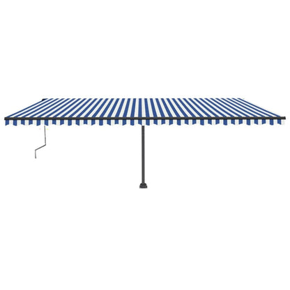 Tenda Automatica con Sensore Vento e LED 600x300 cm Blu Bianca
