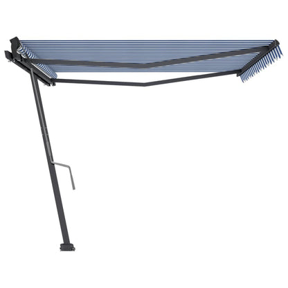 Tenda Retrattile Manuale con Palo 400x350 cm Blu/Bianco