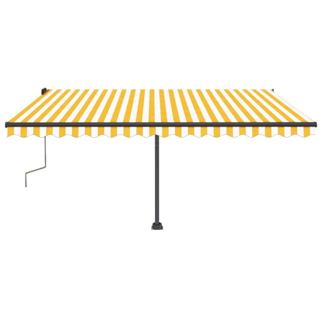 Tenda da Sole Retrattile Manuale LED 400x350 cm Giallo Bianco
