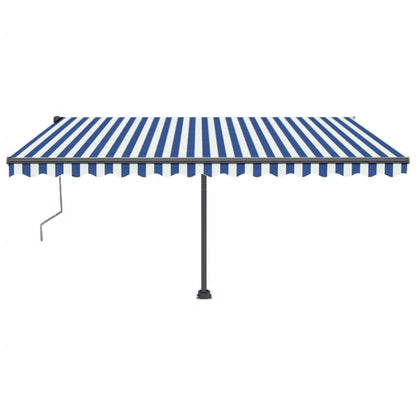 Tenda Automatica con Sensore Vento e LED 400x350 cm Blu Bianca