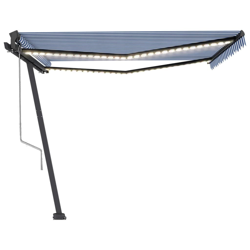 Tenda Automatica con Sensore Vento e LED 400x350 cm Blu Bianca
