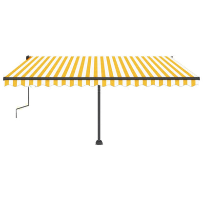 Tenda da Sole Retrattile Manuale LED 450x350 cm Gialla Bianca