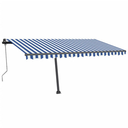 Tenda Automatica con Sensore Vento e LED 450x350 cm Blu Bianca