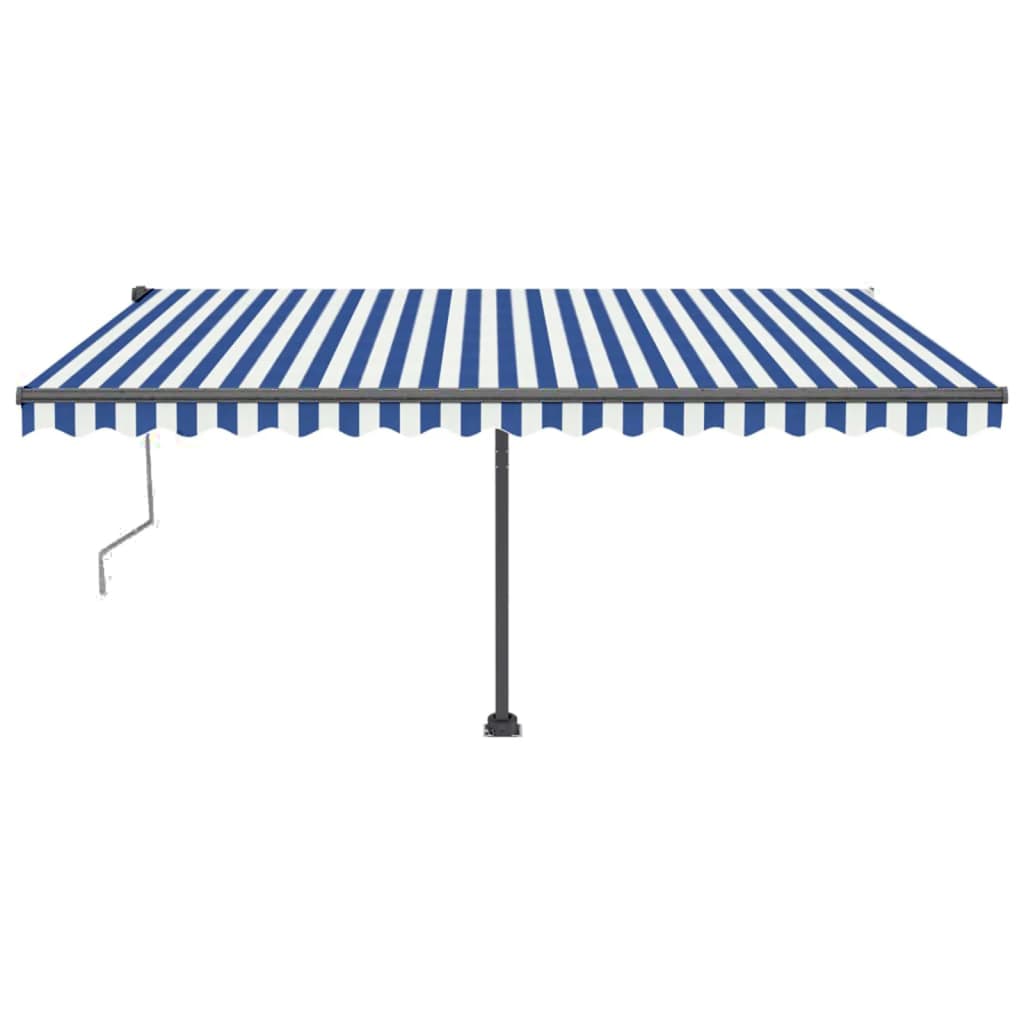 Tenda Automatica con Sensore Vento e LED 450x350 cm Blu Bianca